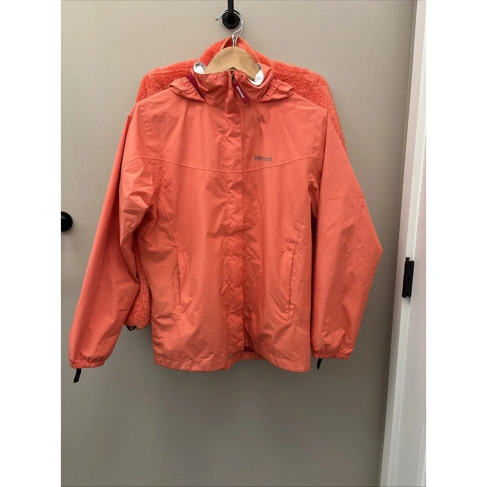 Marmot Precip Eco Component 3-in-1 Jacket Kids' XL Peach Shell And fleece EUC